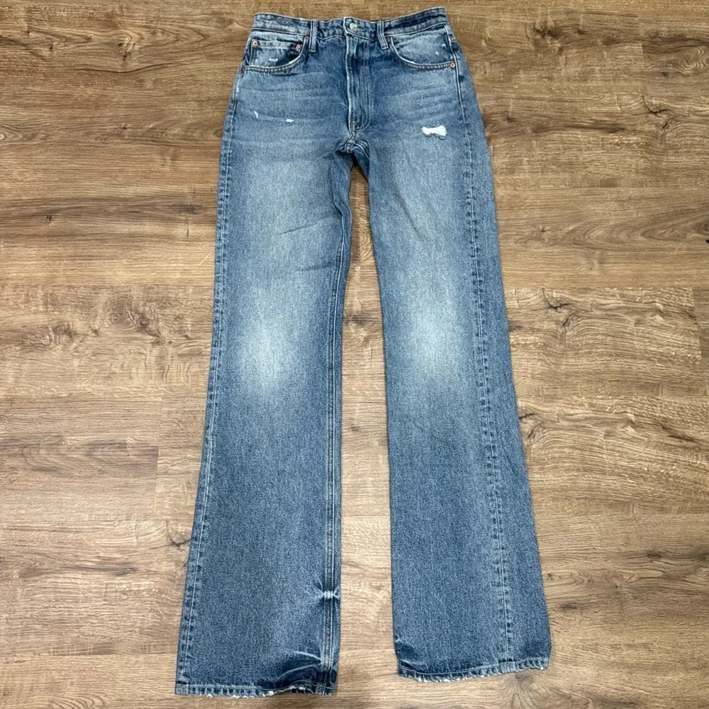 GRLFRND Blue Bootcut High-Rise Jeans